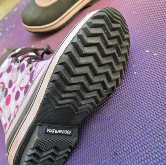 Sorel Women & girls waterproof Snow Rain Boots Brown w pink & purple Size 5 - Picture 10 of 11